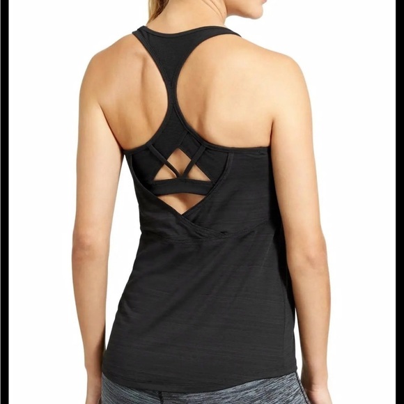 Athleta black reach restore open back strappy tank Small - Picture 1 of 8